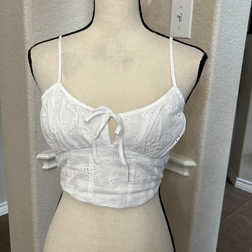 Love Tree white eyelet crop top SMALL